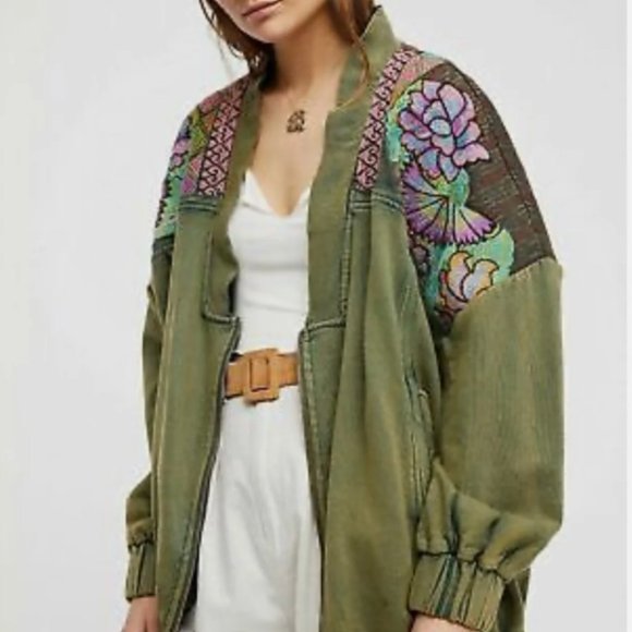 FREE PEOPLE ANTIGUA CARDI EMBROIDERED JACKET ZIP M - Picture 2 of 9